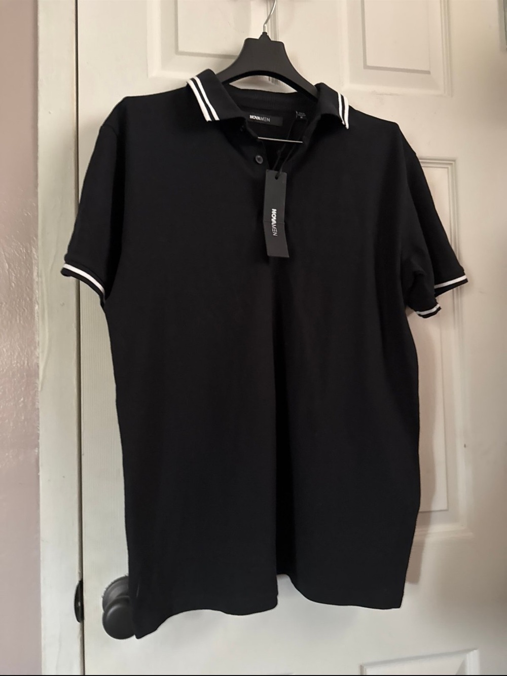 Fashion Nova Black Polo with White Tipped Collar